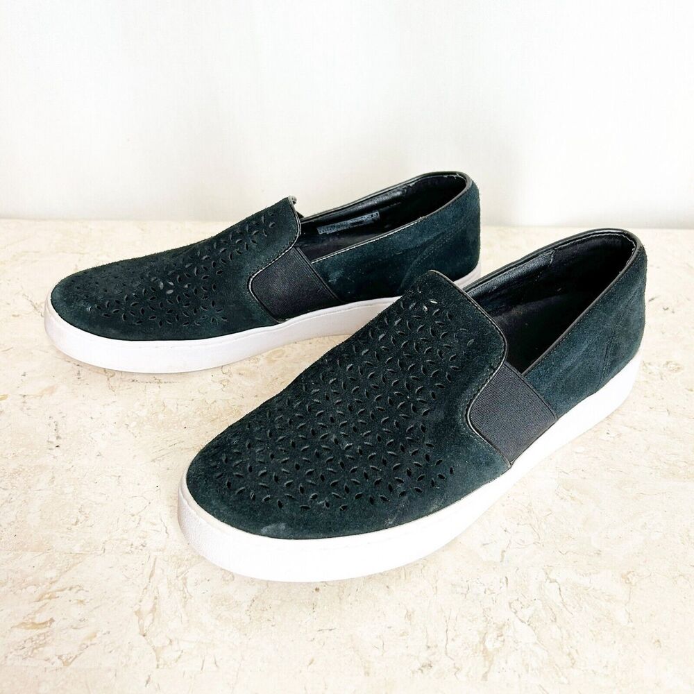 Vionic Shoes Women's 9.5 Black Leather Sneakers Perforated Flats Loafers - Picture 4 of 7